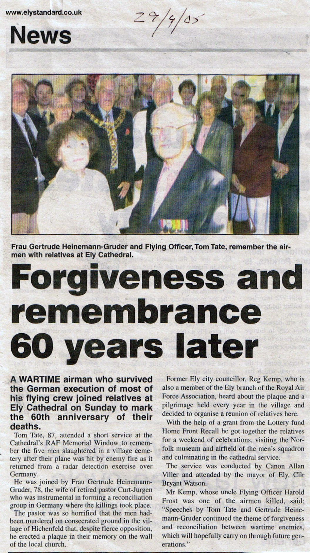 Fortress_HB799_Newspaper_clipping_of_rememberance_ceremony_at_Ely_cathedral